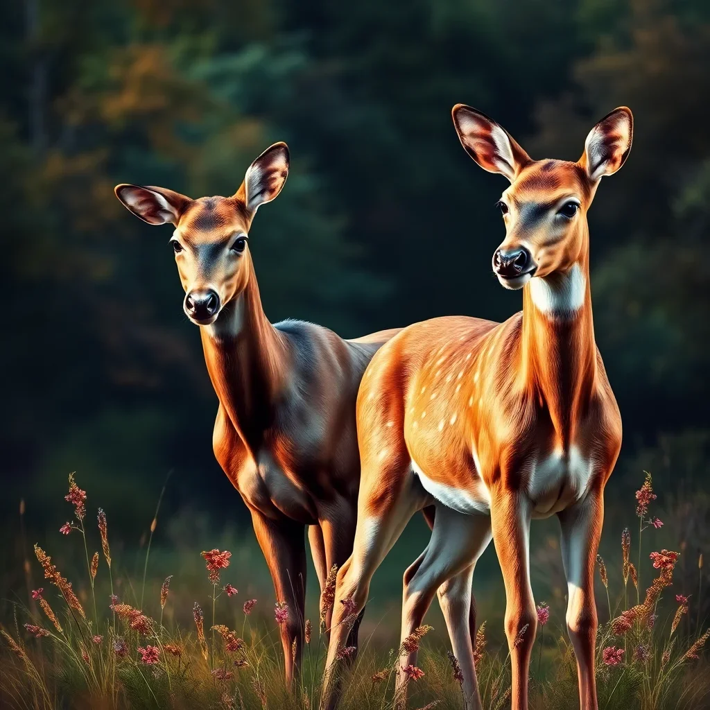 completed artwork display Buck And Doe Animals Paint By Numbers