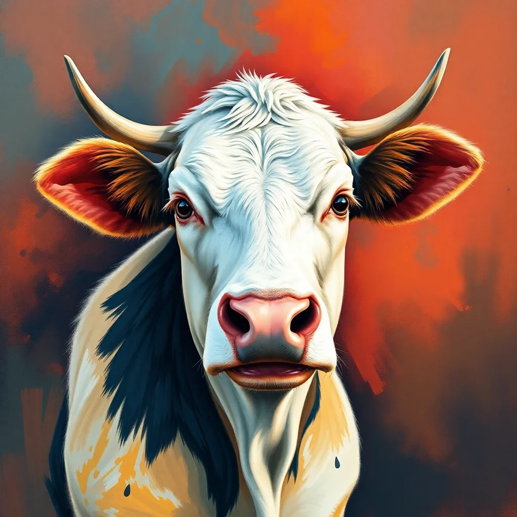 completed artwork display Charming Cow Portrait Paint by Numbers