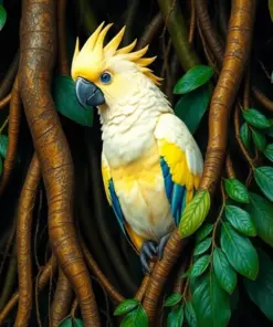 Cockatoo In Strangler Roots Paint By Numbers