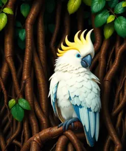 Cockatoo In Strangler Roots Paint By Numbers