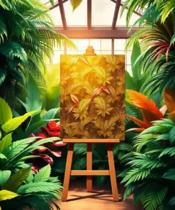 Easel Among Tropical Ferns Paint By Numbers