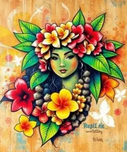 Faded Tropical Hula Mural Paint By Numbers