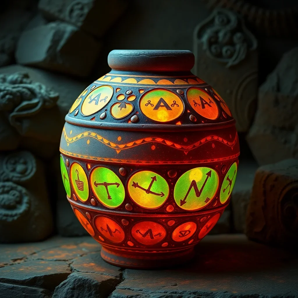 Glowing Ancient Cylinder Pottery Paint By Numbers Kit completed