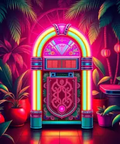 Glowing Tropical Diner Jukebox Paint By Numbers