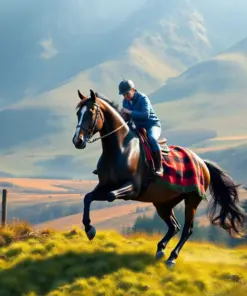 Highland Equestrian Scene paint by numbers