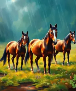 Horses Await The Monsoon paint by numbers