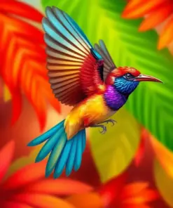 Hovering Tropical Jewel Bird paint by numbers