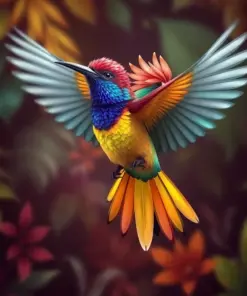Hovering Tropical Jewel Bird paint by numbers