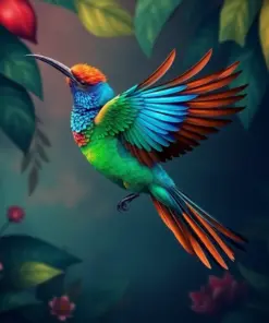 Hovering Tropical Jewel Bird Paint by Numbers