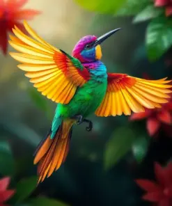 Hovering Tropical Jewel Bird Paint by Numbers