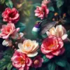 Hummingbird Amidst Antique Flora Paint By Numbers