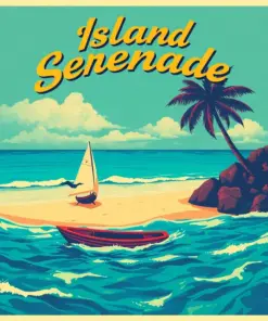 Island Serenade Retro Poster Paint By Numbers