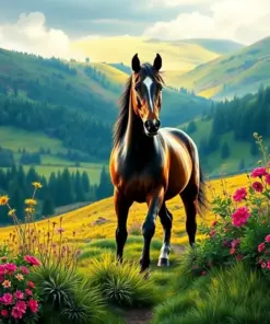 Lush Highland Equestrian Scene Paint By Numbers