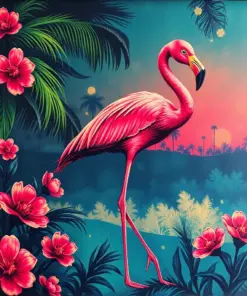 Midnight Miami Flamingo Pop Paint By Numbers