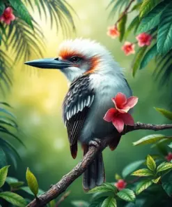 Misty Tropical Kookaburra Perch paint by numbers