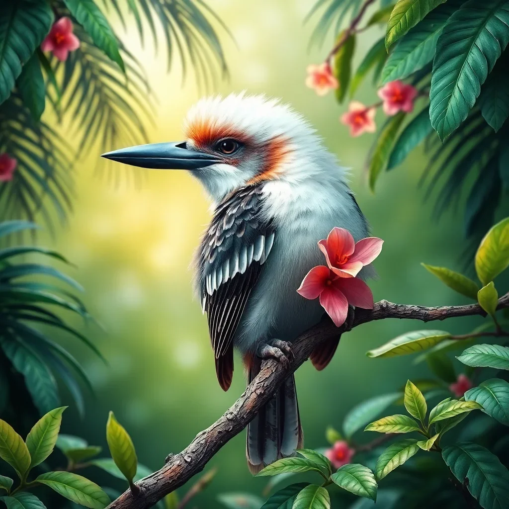 completed artwork display Misty Tropical Kookaburra Perch Paint By Numbers