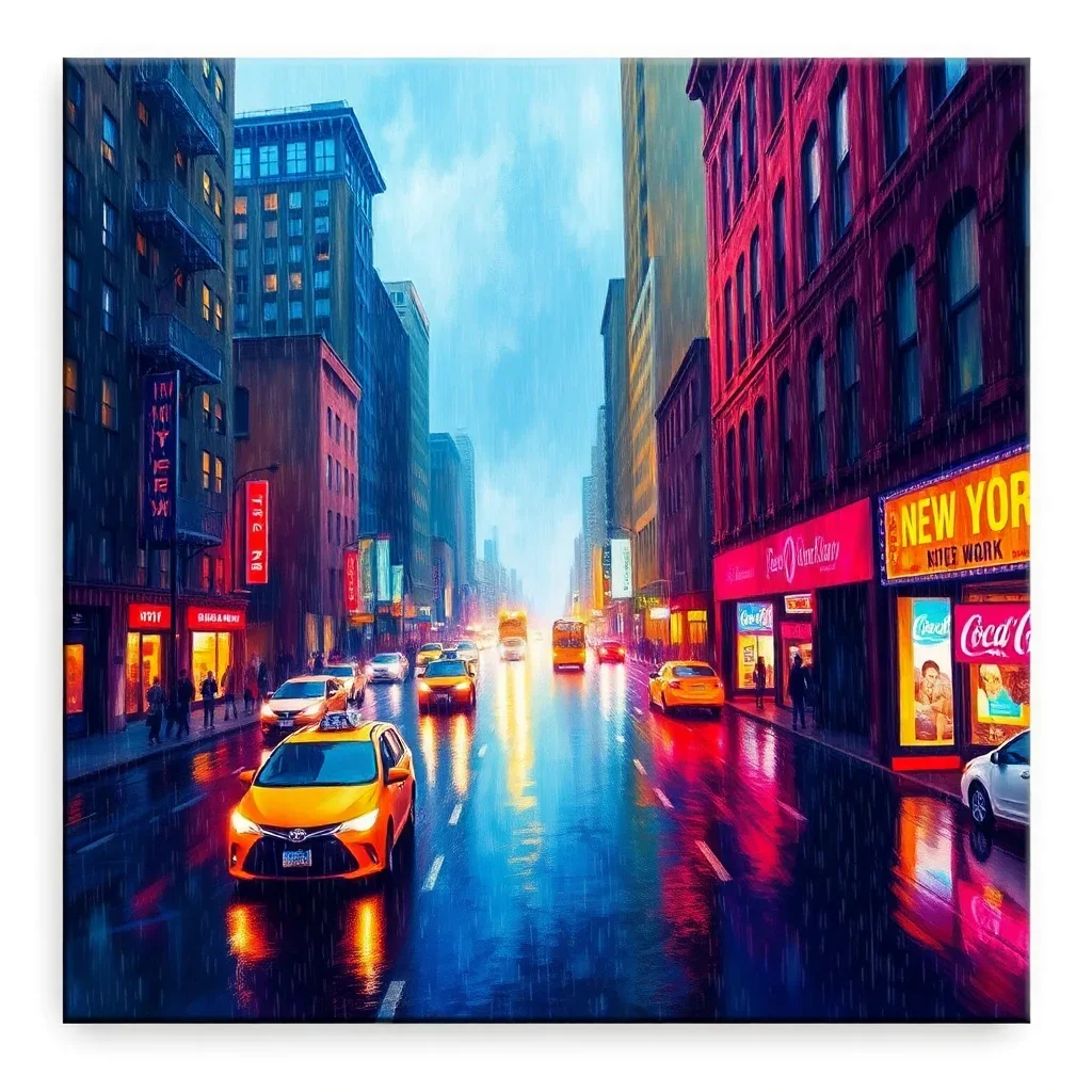 completed artwork display New York Rain paint by numbers