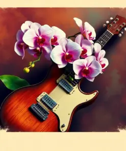 Orchids On Vintage Guitar Paint By Numbers
