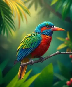 Perched Tropical Bird paint by numbers