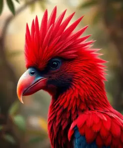 Realistic Crimson Crested Male Paint By Numbers