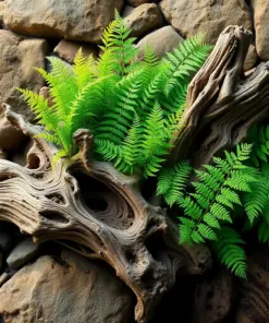 Realistic Driftwood And Ferns Paint By Numbers