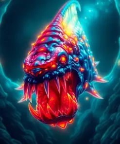 Realistic Glowing Abyssal Predator paint by numbers