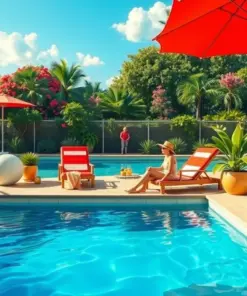 Realistic Midcentury Poolside Summer Paint By Numbers