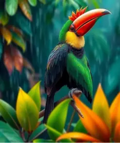 Realistic Toucanet Tropical Rain Paint by Numbers