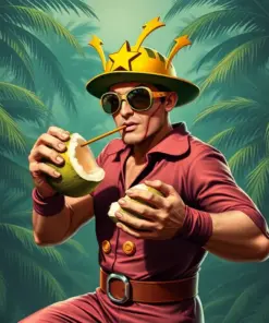 Sipping Coconuts In Costume Paint By Numbers