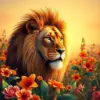 Sunlit Vintage Lion Flora Paint By Numbers