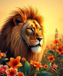 Sunlit Vintage Lion Flora Paint By Numbers