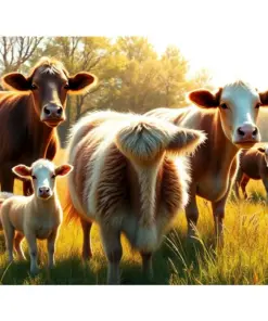 Sunlit Vintage Pasture Animals Paint By Numbers