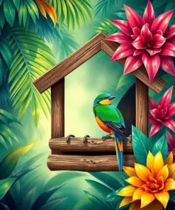 Tropical Bird Shelter Paint By Numbers