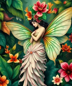 Tropical Botanical Nymph Escort Paint By Numbers