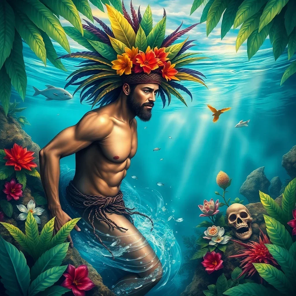 completed artwork display Tropical Edge Ancient Swimmer Paint by Numbers