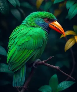 Tropical Emerald Canopy Bird paint by numbers