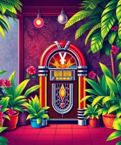 Tropical Jukebox Corner Scene Paint By Numbers