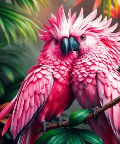 Tropical Pink Cockatoos Paint by Numbers