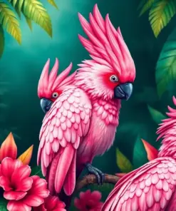 Tropical Pink Cockatoos paint by numbers