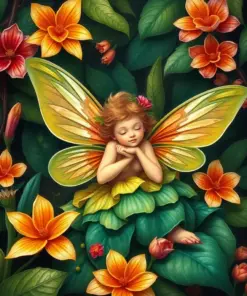 Tropical Pixie Waking Up Paint By Numbers