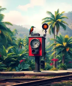 Tropical Railway Signal Roost Paint By Numbers