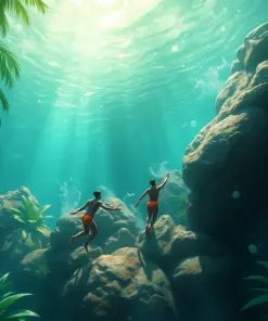 Tropical Swimmers Beneath Stone Paint By Numbers