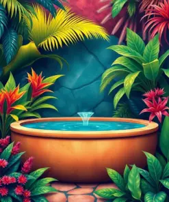 Tropical Watering Trough paint by numbers