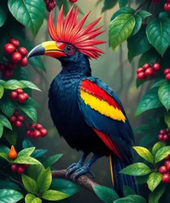 Turaco Among Tropical Vines paint by numbers