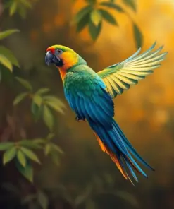 Vintage Amazon Parrot Flight paint by numbers
