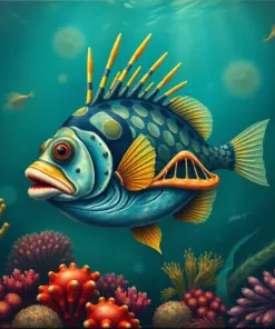 Vintage Anglerfish Marine Study Paint By Numbers