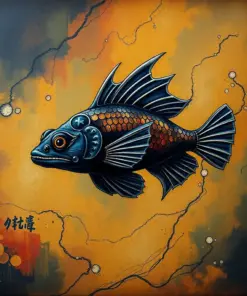Vintage Black Dragonfish Study paint by numbers