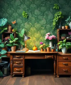Vintage Botanist Desk Scene Paint By Numbers