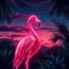 Vintage Flamingo Neon Dusk Paint By Numbers