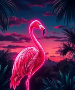 Vintage Flamingo Neon Dusk Paint By Numbers